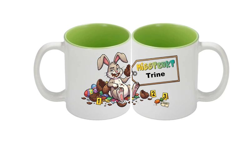 Påskekrus med eget navn - grønn innside