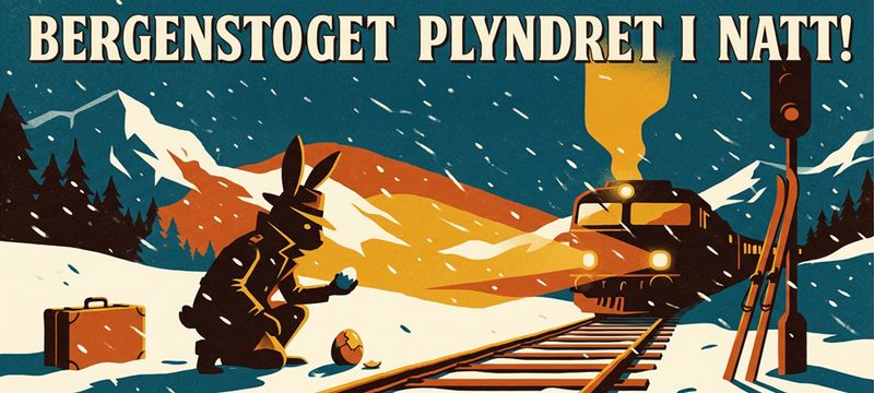 Påskekopp "Bergenstoget plyndret i natt"