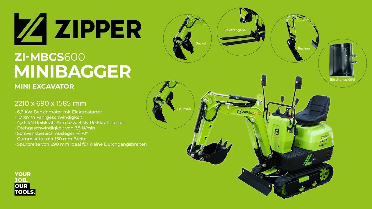 ZIPPER Minibagger Set ZI-MBGS600