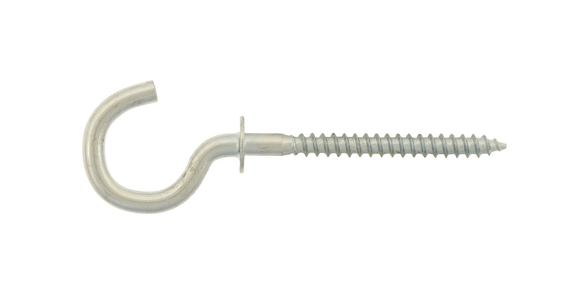 Schraubhaken gebogen Ø5,8mm verzinkt m. Rosette 95 mm