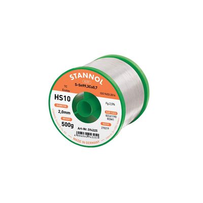 STANNOL Lötdraht HS10 500g, 2,5%, 2,0 Sn99Cu1
