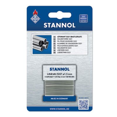STANNOL Lötdraht S321 Bastlerlot DM 1,5mm, 1m Wickel, Sn99Cu1