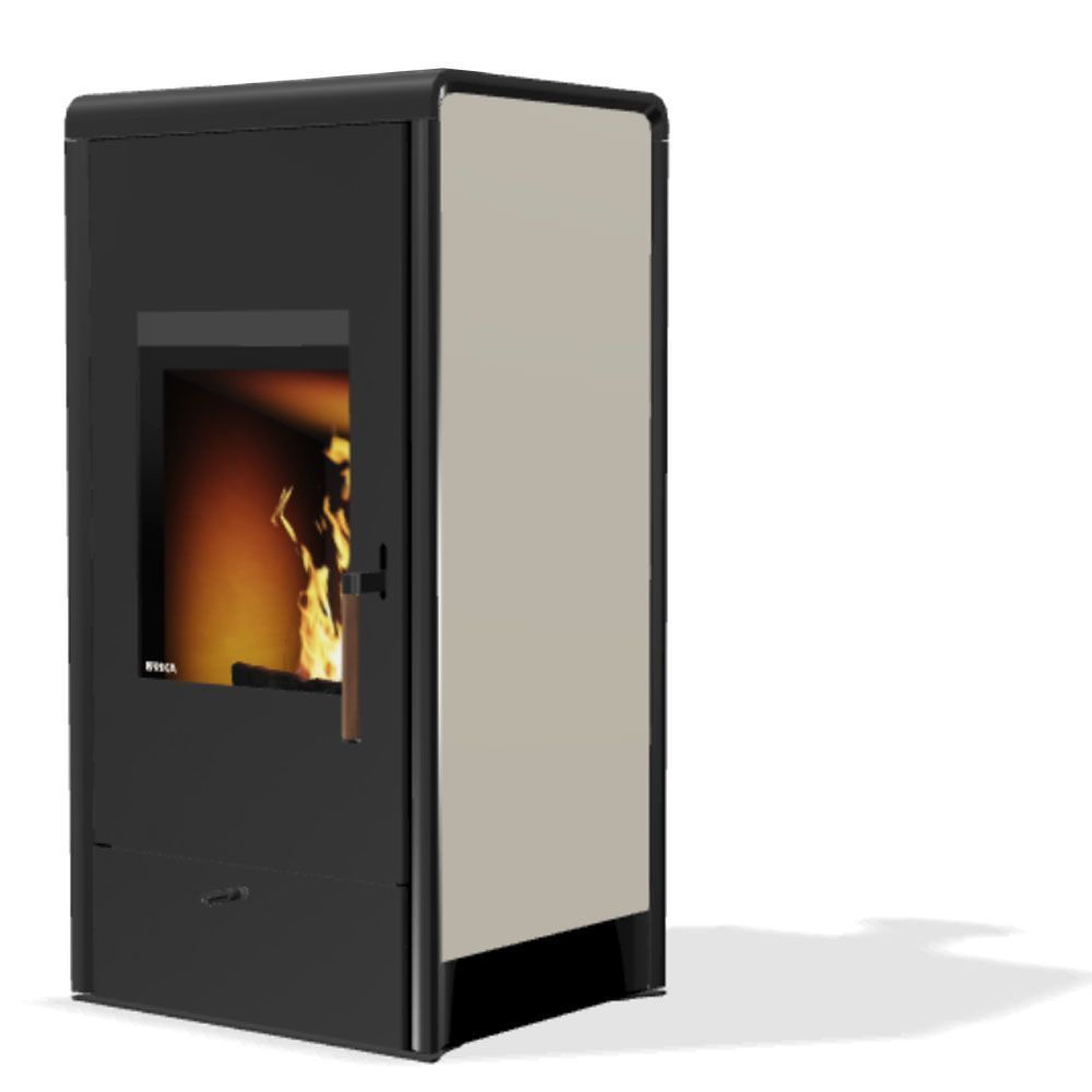 RIKA Kaminofen Cook Dekor weiß, Korpus schwarz