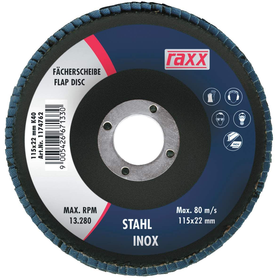 RAXX Fächerscheibe 115x22mm K40