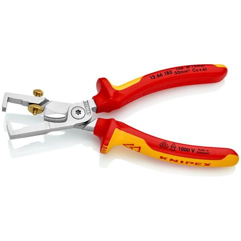 KNIPEX Kabelschere 180 mm mit Abisolierfunkt.