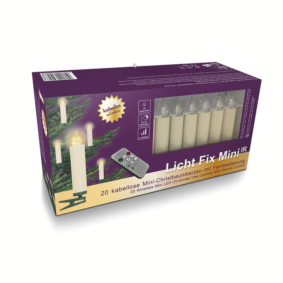 LED Baumkerzen Licht Fix mit FB 20 Stück Mini, dimmbar, Timer