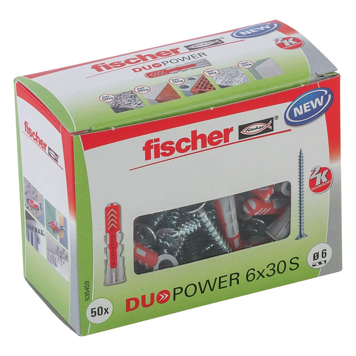 FISCHER Dübel DUOPOWER 8x40 S mit Schraube 5x60,50 Stück