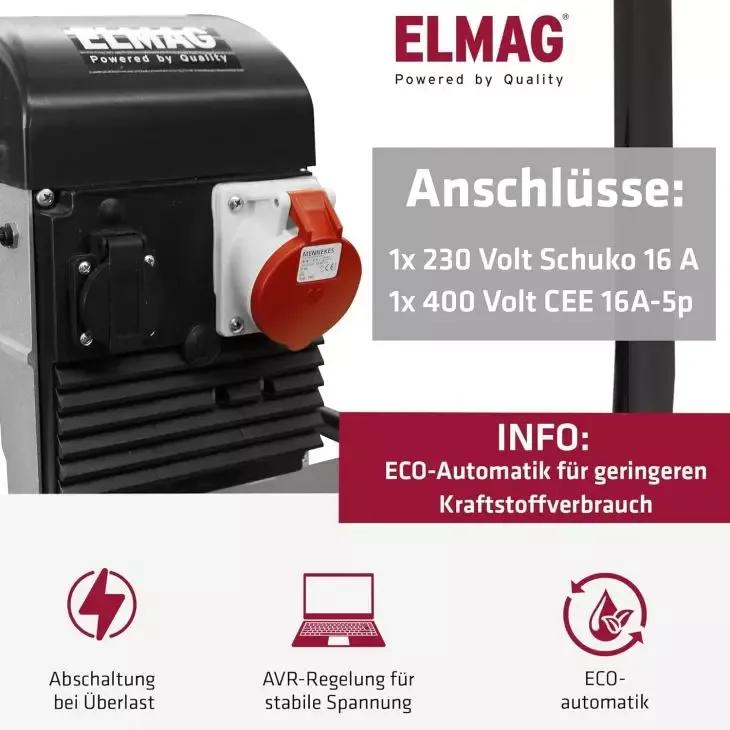 ELMAG Stromerzeuger SEB 16000WDE-AVR HONDA-Motor GX690 E-Start, AV