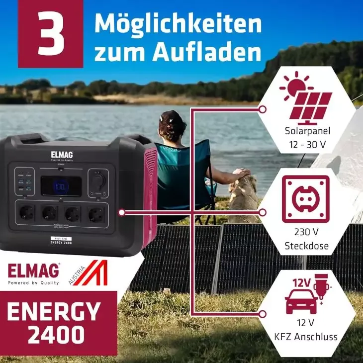 ELMAG Powerstation ENERGY 2400 2400W, LiFEPO4 Akku mit 2232Wh
