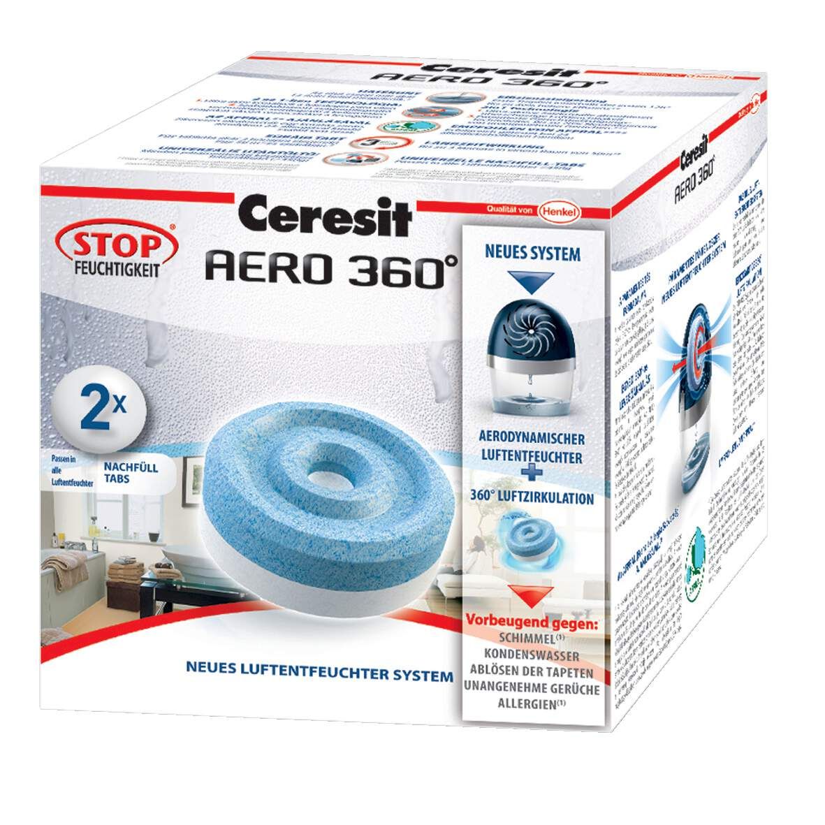 CERESIT Luftentfeuchter Ceresit 360° Tabs 2x450g