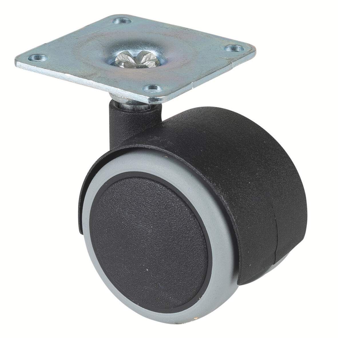 BS-ROLLEN Doppelrolle mit Platte DM 40mm für harte Böden,Tragkraft 30kg