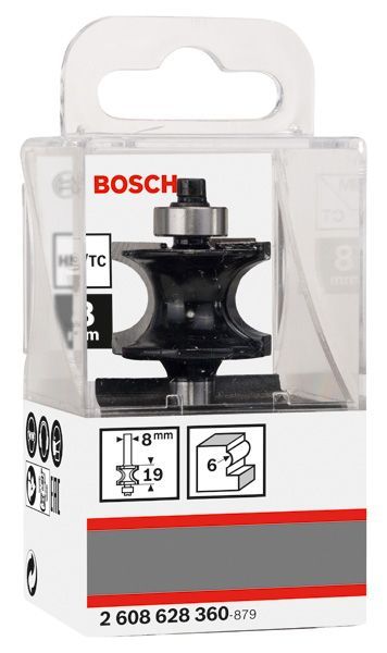 BOSCH Halbstabfräser, 8 mm, R1 6 mm, L 19 mm, G 63 mm