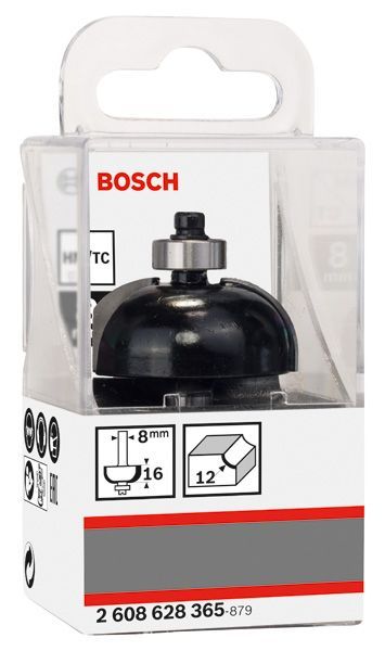 BOSCH Hohlkehlenfräser, 8 mm, R1 12 mm, D 36,7 mm, L 16 mm, G 58 mm