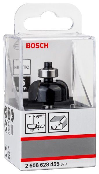 BOSCH Hohlkehlenfräser, 6 mm, R1 6,4 mm, D 25,4 mm, L 12,6 mm, G 54 mm