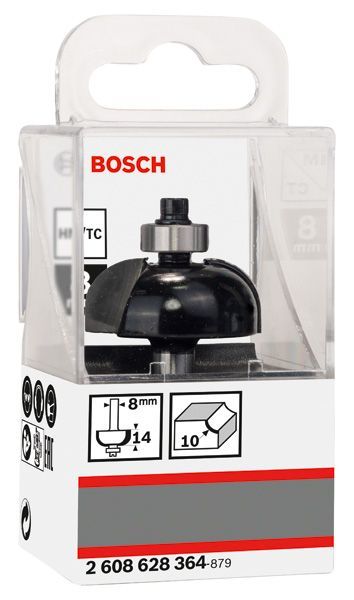 BOSCH Hohlkehlenfräser, 8 mm, R1 10 mm, D 32,7 mm, L 14 mm, G 55 mm