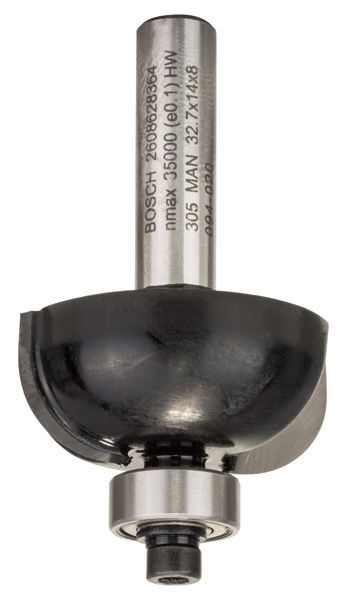 BOSCH Hohlkehlenfräser, 8 mm, R1 10 mm, D 32,7 mm, L 14 mm, G 55 mm