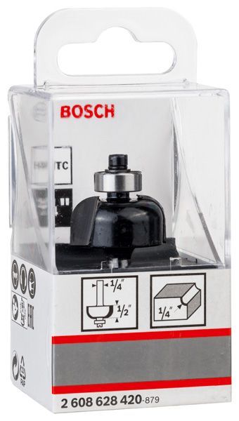 BOSCH Hohlkehlenfräser, 1/4-Zoll, R1 6,3 mm, D 25,4 mm, L 12,7 mm, G 54 mm