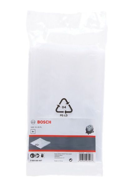 BOSCH Entsorgungssack, 20 l, Kunststoff (5 Stk.) für GAS 12-25 PL. Für Staubsauger