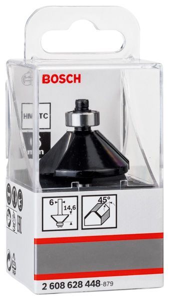 BOSCH Fasefräser, 6 mm, D1 34,9 mm, B 11,1 mm, L 14,7 mm, G 56 mm, 45°