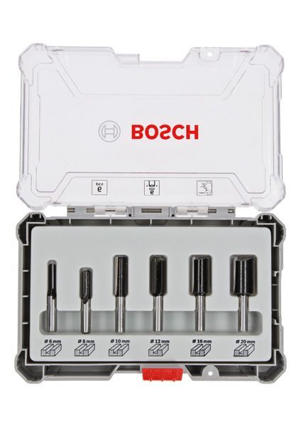 BOSCH Fräser-Set, 6-teiliges Nutfräser-Set, 6-mm-Schaft