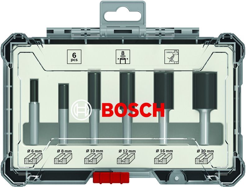 BOSCH Fräser-Set, 6-teiliges Nutfräser-Set, 8-mm-Schaft