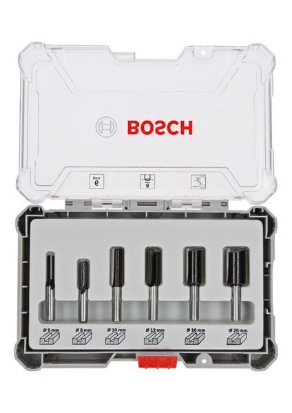 BOSCH Fräser-Set, 6-teiliges Nutfräser-Set, 8-mm-Schaft