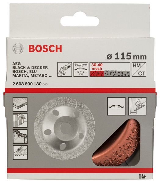 BOSCH Carbide-Schleifköpfe, 115 mm, Feinheitsgrad fein, Scheibenform schräg