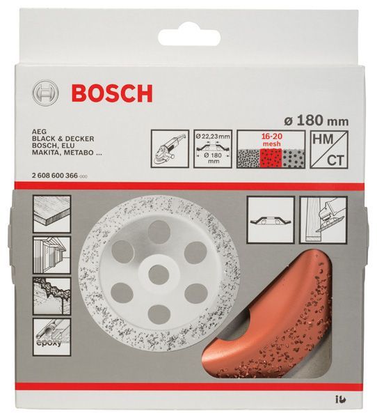 BOSCH Carbide-Schleifköpfe, 180 mm, Feinheitsgrad mittel, Scheibenform schräg
