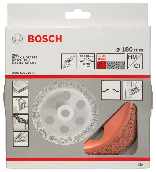 BOSCH Carbide-Schleifköpfe, 180 mm, Feinheitsgrad fein, Scheibenform schräg