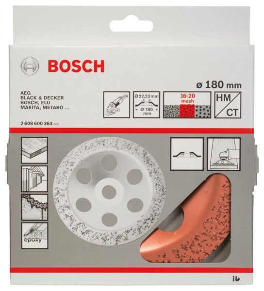 BOSCH Carbide-Schleifköpfe, 180 mm, Feinheitsgrad mittel, Scheibenform flach