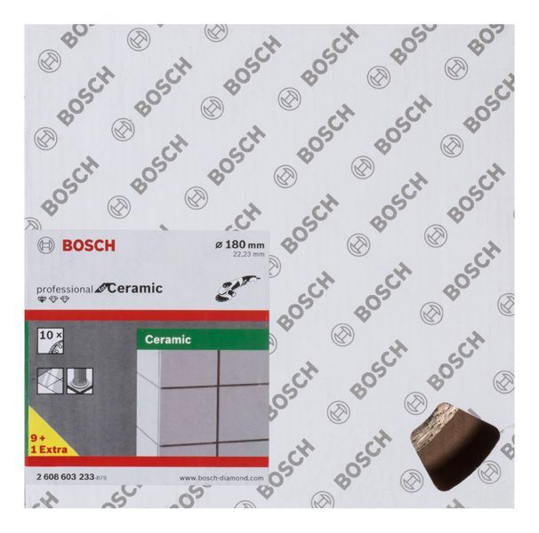 BOSCH Diamanttrennscheibe Standard for Ceramic, 180 x 22,23 x 1,6 x 7 mm, 10er-Pack
