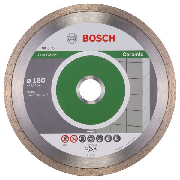 BOSCH Diamanttrennscheibe Standard for Ceramic, 180 x 22,23 x 1,6 x 7 mm, 1er-Pack