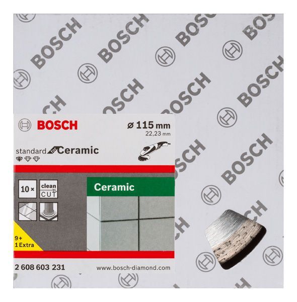 BOSCH Diamanttrennscheibe Standard for Ceramic, 115 x 22,23 x 1,6 x 7 mm, 10er-Pack