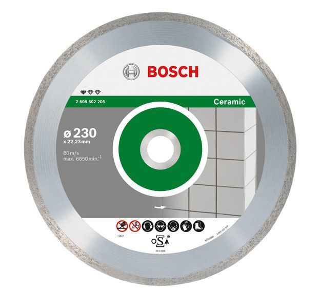 BOSCH Diamanttrennscheibe Standard for Ceramic, 230 x 22,23 x 1,6 x 7 mm, 10er-Pack
