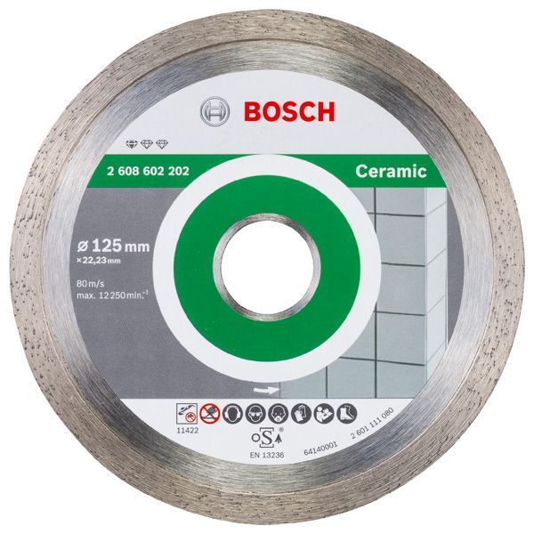 BOSCH Diamanttrennscheibe Standard for Ceramic, 125 x 22,23 x 1,6 x 7 mm, 1er-Pack