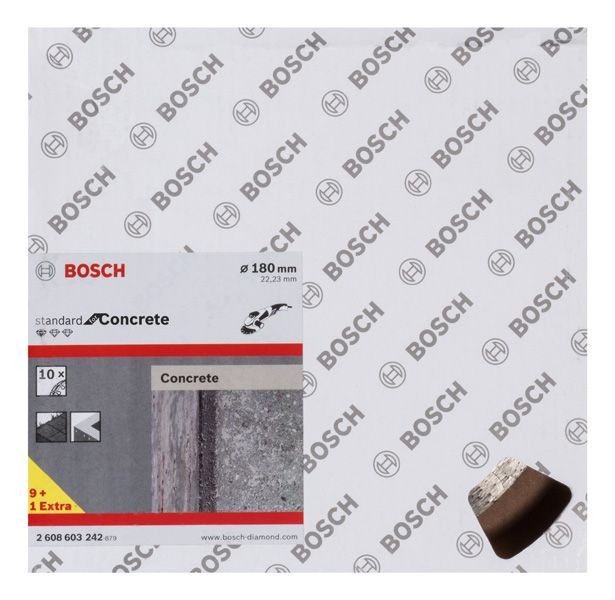 BOSCH Diamanttrennscheibe Standard for Concrete, 180 x 22,23 x 2 x 10 mm, 10er-Pack