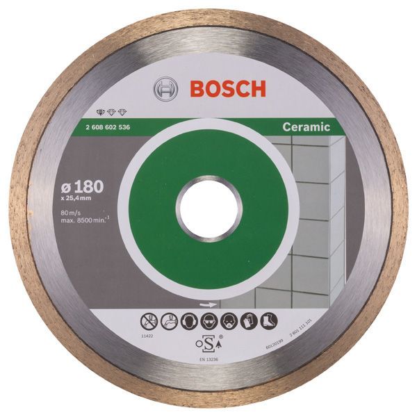 BOSCH Diamanttrennscheibe Standard for Ceramic, 180 x 25,40 x 1,6 x 7 mm