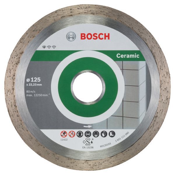 BOSCH Diamanttrennscheibe Standard for Ceramic, 125 x 22,23 x 1,6 x 7 mm, 10er-Pack