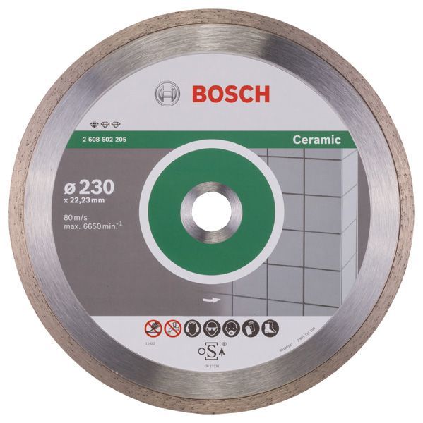 BOSCH Diamanttrennscheibe Standard for Ceramic, 230 x 22,23 x 1,6 x 7 mm, 1er-Pack