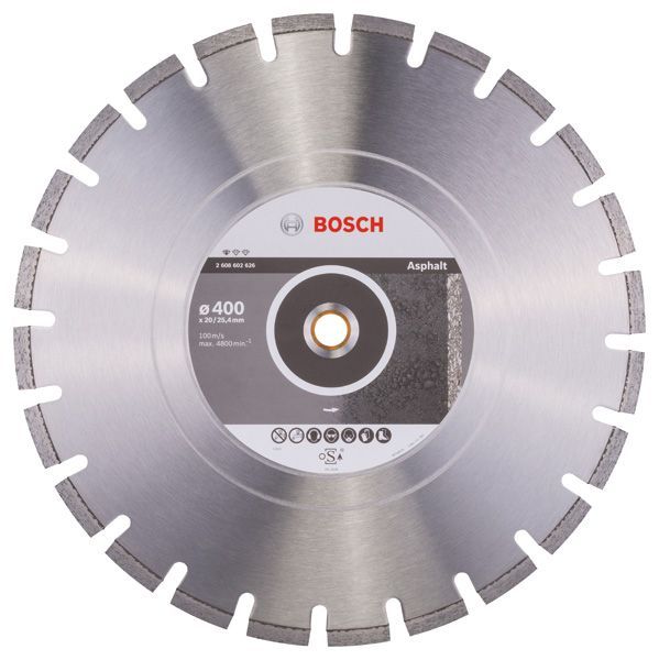 BOSCH Diamanttrennscheibe Standard for Asphalt, 400 x 20,00/25,40 x 3,6 x 8 mm