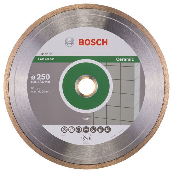 BOSCH Diamanttrennscheibe Standard for Ceramic, 250 x 30 + 25,40 x 1,6 x 7 mm