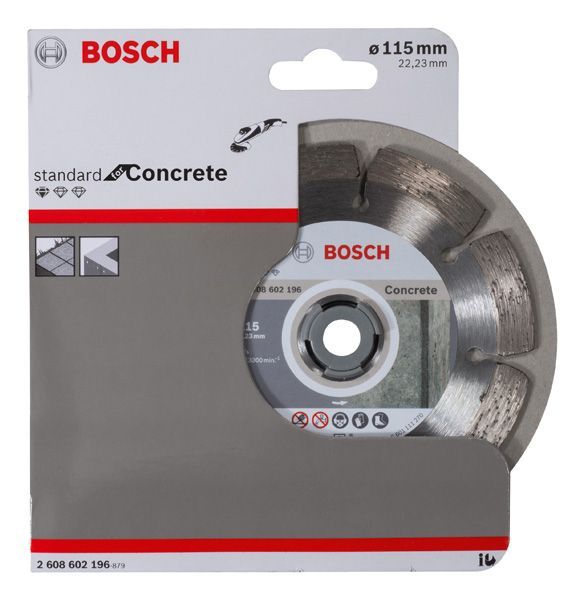 BOSCH Diamanttrennscheibe Standard for Concrete, 115 x 22,23 x 1,6 x 10 mm, 1er-Pack