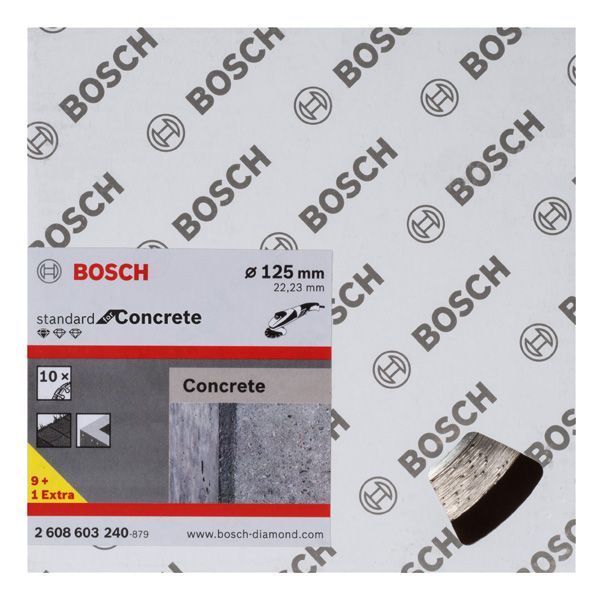 BOSCH Diamanttrennscheibe Standard for Concrete, 125 x 22,23 x 1,6 x 10 mm, 10er-Pack