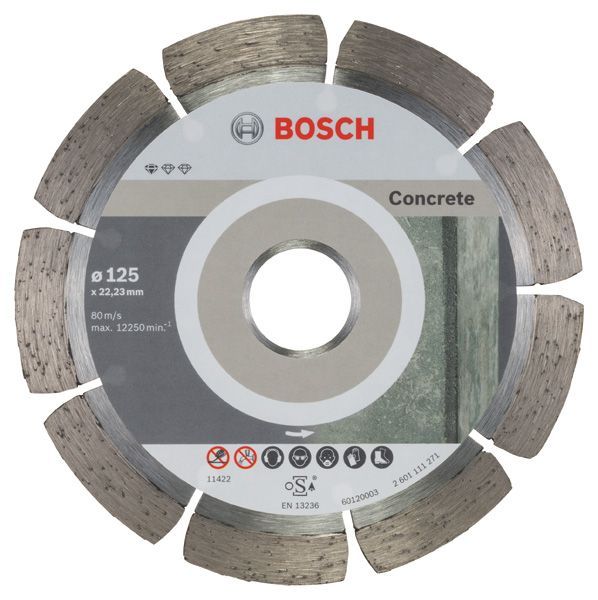 BOSCH Diamanttrennscheibe Standard for Concrete, 125 x 22,23 x 1,6 x 10 mm, 10er-Pack