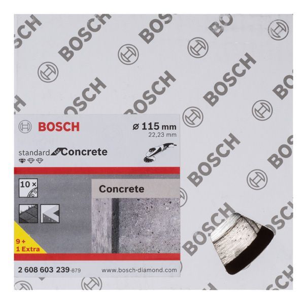 BOSCH Diamanttrennscheibe Standard for Concrete, 115 x 22,23 x 1,6 x 10 mm, 10er-Pack