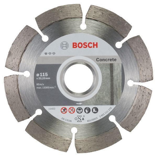 BOSCH Diamanttrennscheibe Standard for Concrete, 115 x 22,23 x 1,6 x 10 mm, 10er-Pack