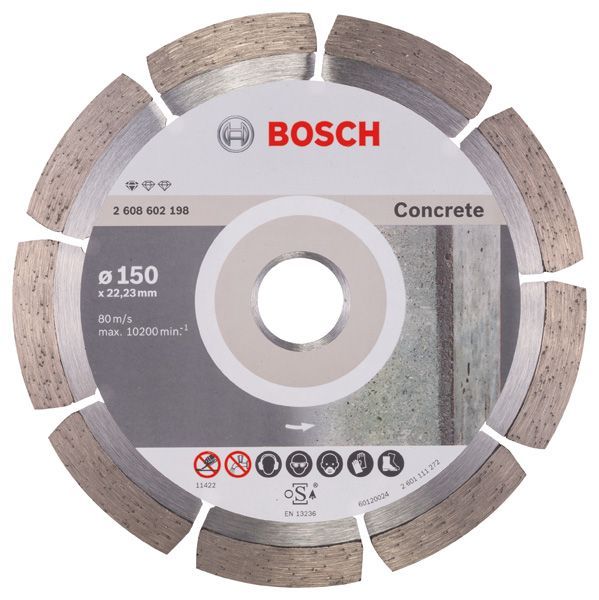 BOSCH Diamanttrennscheibe Standard for Concrete, 150 x 22,23 x 2 x 10 mm, 1er-Pack