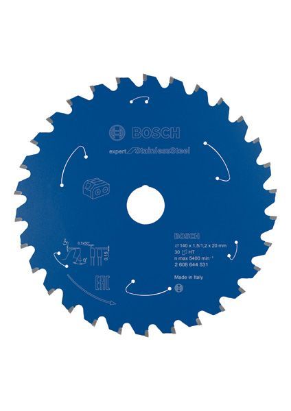 BOSCH Akku-Kreissägeblatt Expert for Stainless Steel, 140 x 1,5/1,2 x 20, 30 Zähne