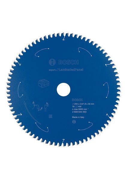 BOSCH Akku-Kreissägeblatt Expert for Laminated Panel, 254 x 2,6/1,8 x 30, 78 Zähne