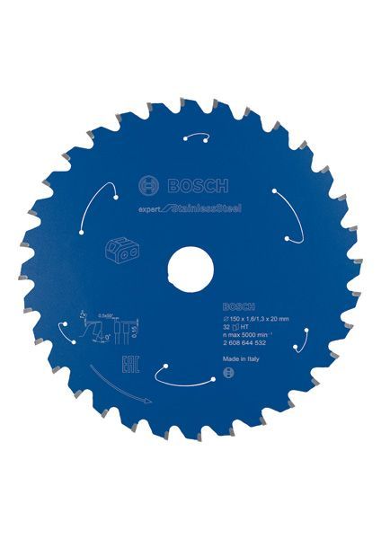 BOSCH Akku-Kreissägeblatt Expert for Stainless Steel, 150 x 1,6/1,3 x 20, 32 Zähne